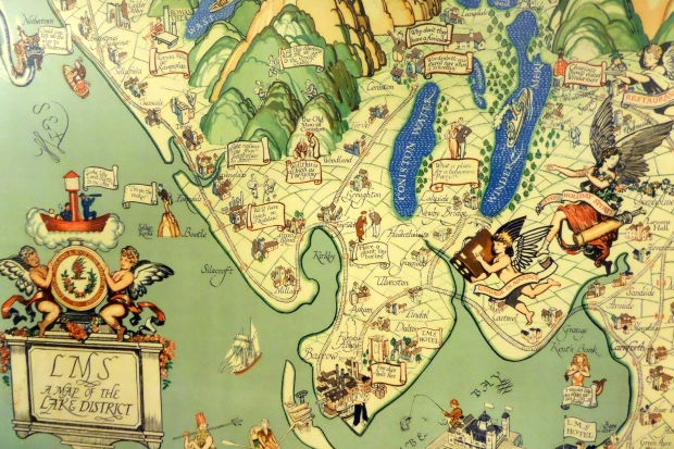Part of the LMS map of the Lake District, at Preston Docks Railway Museum